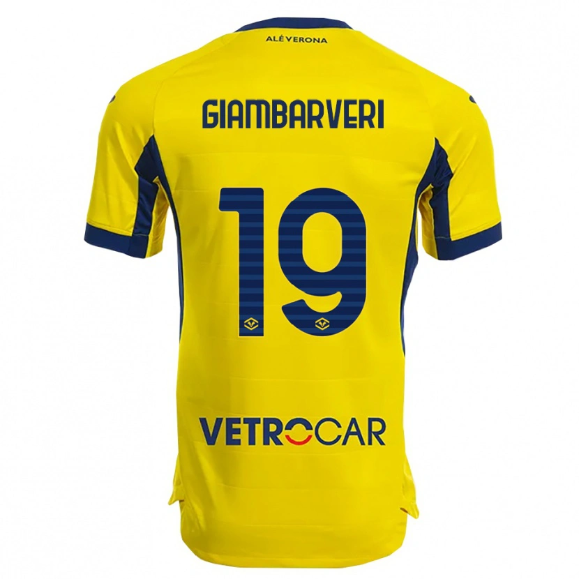 Danxen Kvinnor Mattia Giambarveri #19 Gul Marinblå Bortatröja Matchtröjor 2025/26 Tröjor T-Tröja
