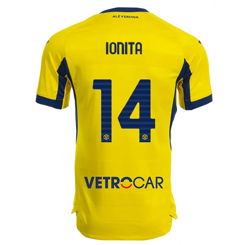 Danxen Kvinnor Alexandru Ioniță #14 Gul Marinblå Bortatröja Matchtröjor 2025/26 Tröjor T-Tröja