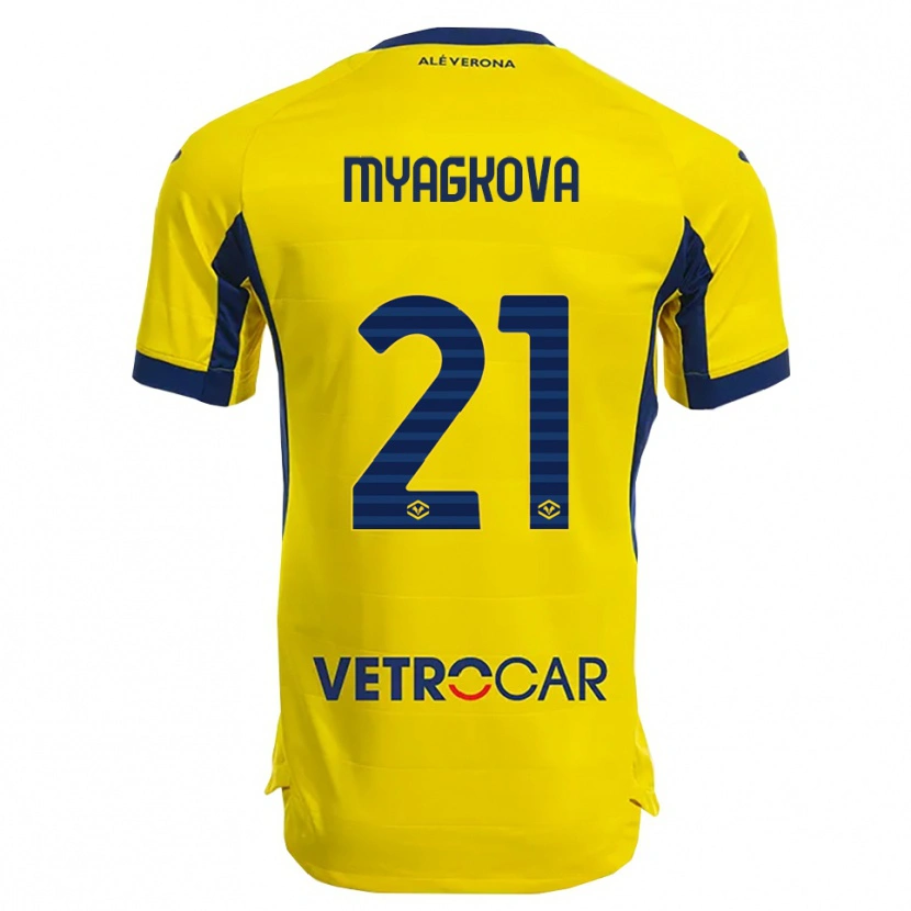 Danxen Kvinnor Alina Myagkova #21 Gul Marinblå Bortatröja Matchtröjor 2025/26 Tröjor T-Tröja