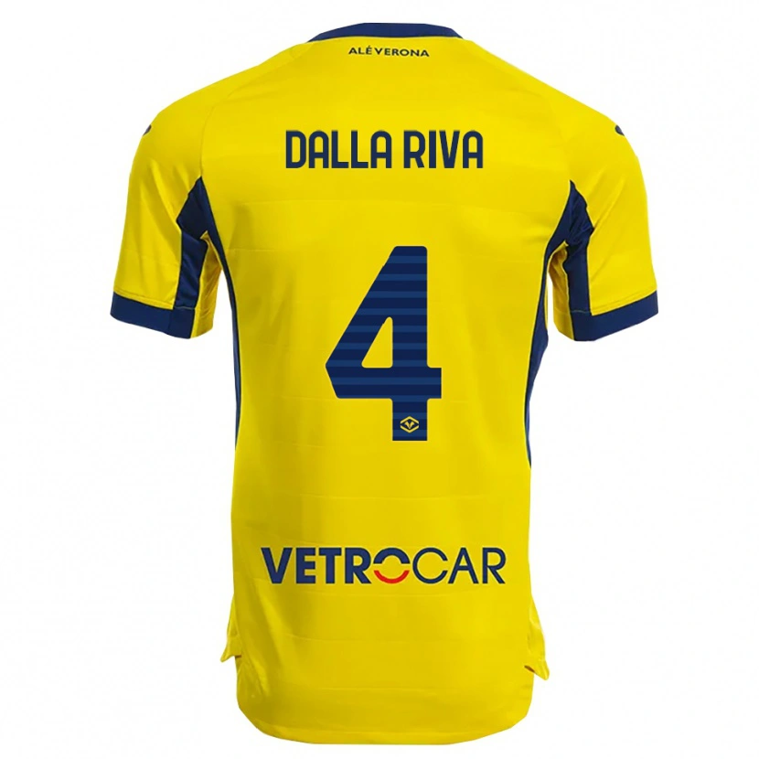 Danxen Kvinnor Stefano Dalla Riva #4 Gul Marinblå Bortatröja Matchtröjor 2025/26 Tröjor T-Tröja