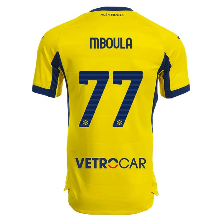 Danxen Kvinnor Jordi Mboula #77 Gul Marinblå Bortatröja Matchtröjor 2025/26 Tröjor T-Tröja