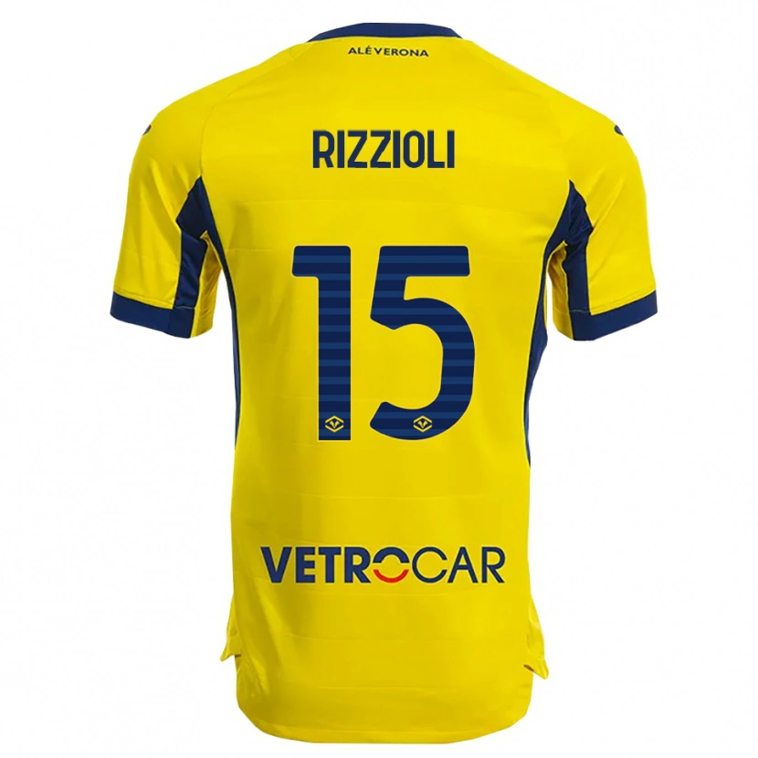Danxen Kvinnor Gaia Rizzioli #15 Gul Marinblå Bortatröja Matchtröjor 2025/26 Tröjor T-Tröja