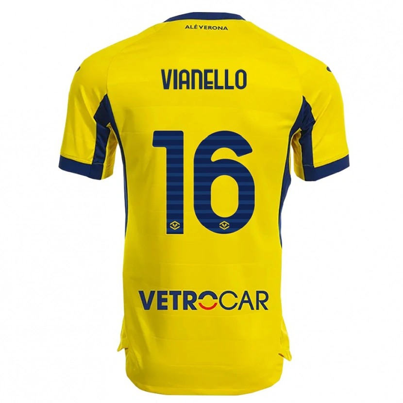 Danxen Kvinnor Diego Vianello #16 Gul Marinblå Bortatröja Matchtröjor 2025/26 Tröjor T-Tröja