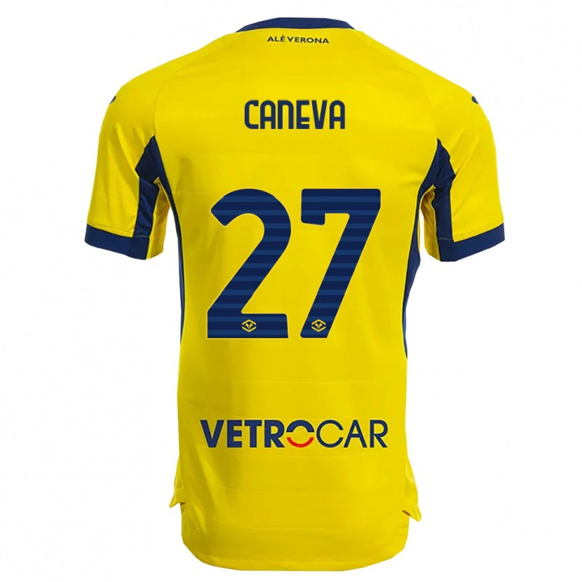 Danxen Kvinnor Elia Caneva #27 Gul Marinblå Bortatröja Matchtröjor 2025/26 Tröjor T-Tröja