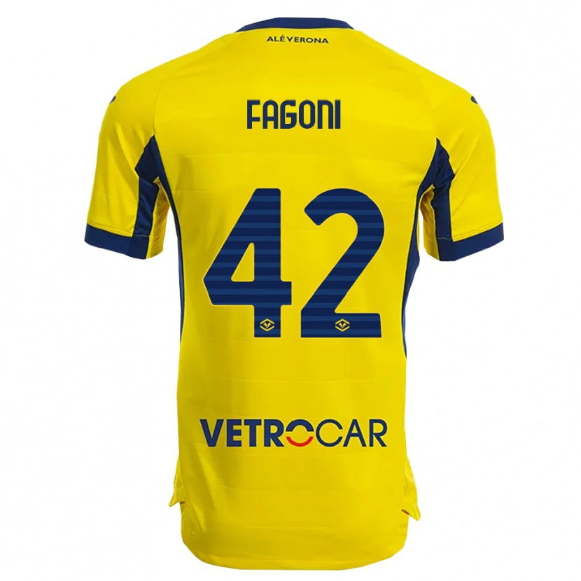 Danxen Kvinnor Marco Fagoni #42 Gul Marinblå Bortatröja Matchtröjor 2025/26 Tröjor T-Tröja