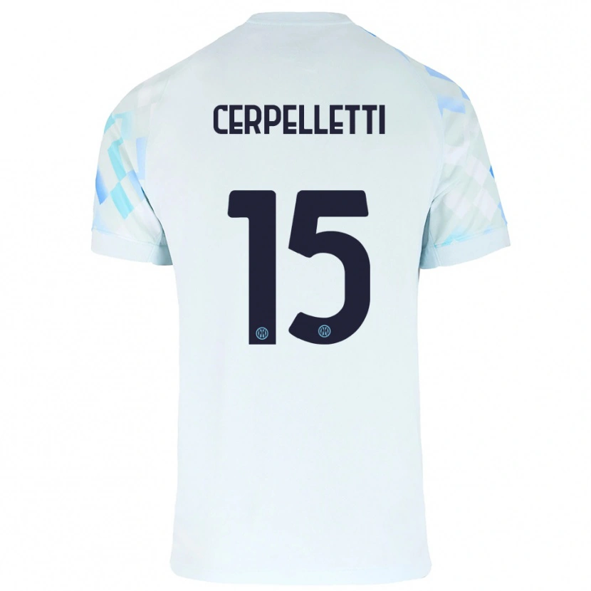 Danxen Kvinnor Filippo Cerpelletti #15 Vit Blå Bortatröja Matchtröjor 2025/26 Tröjor T-Tröja