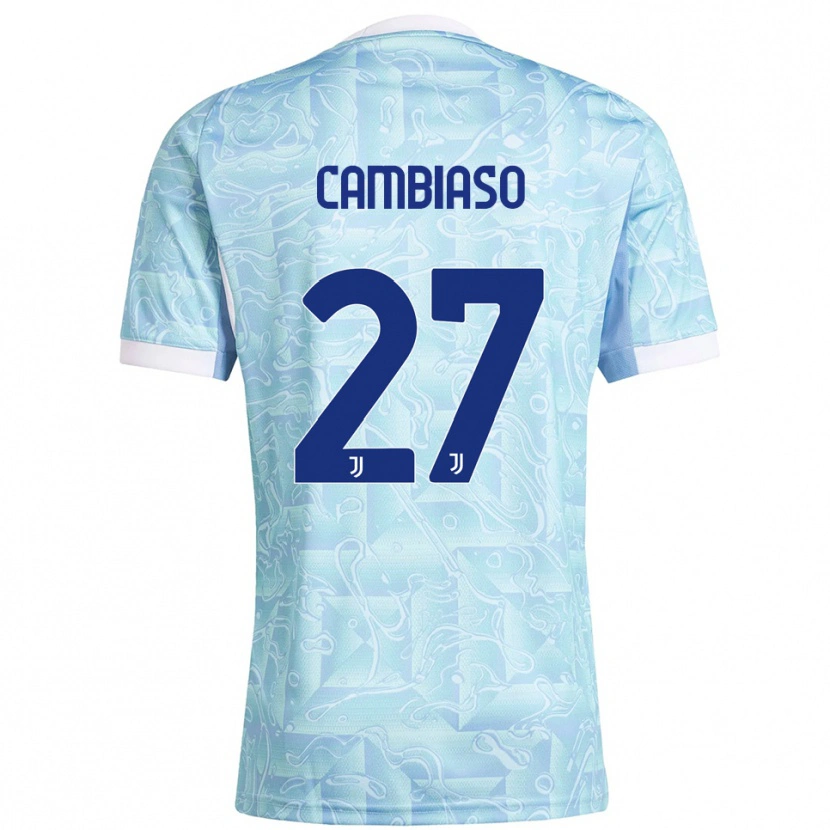 Danxen Kvinnor Andrea Cambiaso #27 Himmelsblå Gul Bortatröja Matchtröjor 2025/26 Tröjor T-Tröja