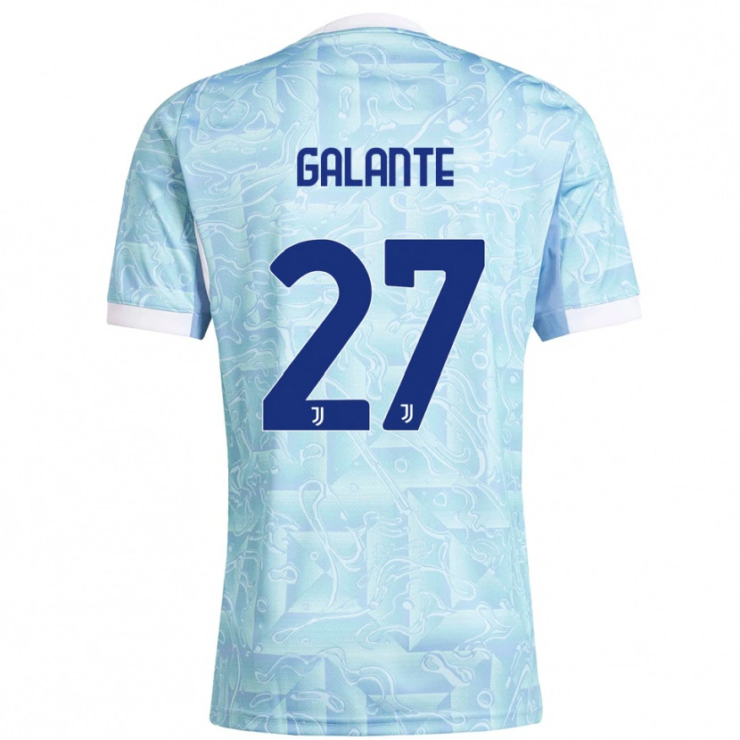Danxen Kvinnor Tommaso Galante #27 Himmelsblå Gul Bortatröja Matchtröjor 2025/26 Tröjor T-Tröja
