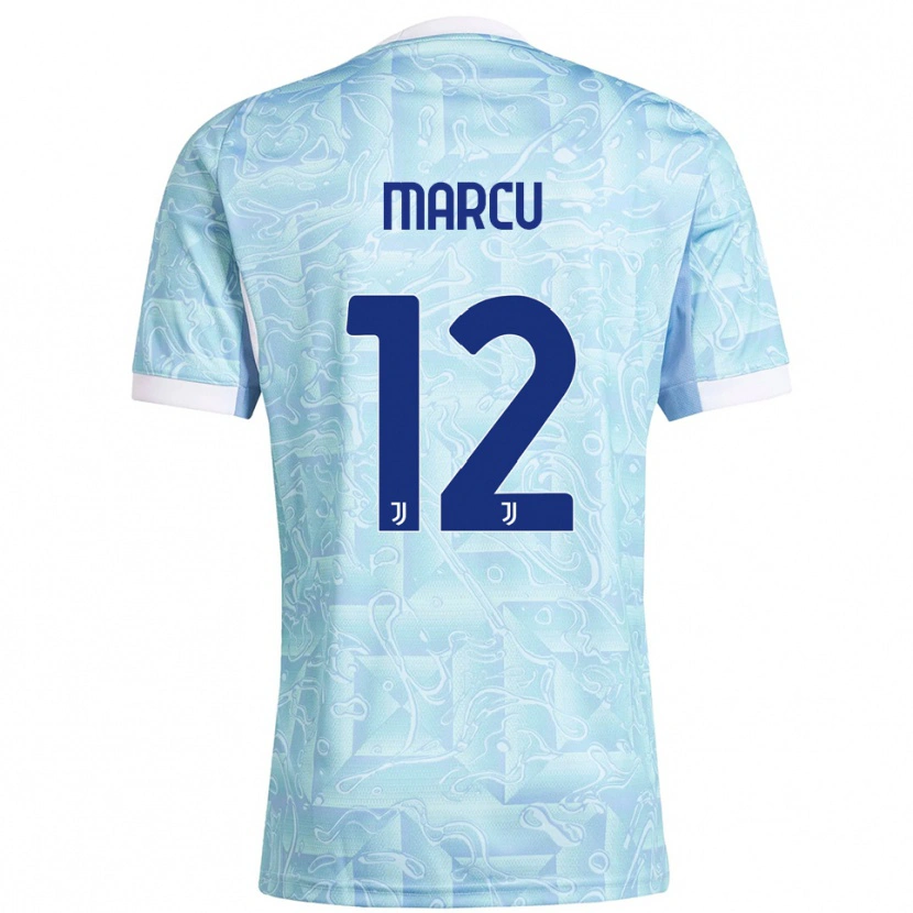 Danxen Kvinnor Alessio Marcu #12 Himmelsblå Gul Bortatröja Matchtröjor 2025/26 Tröjor T-Tröja