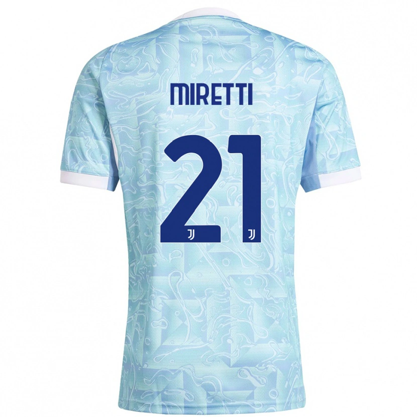 Danxen Kvinnor Fabio Miretti #21 Himmelsblå Gul Bortatröja Matchtröjor 2025/26 Tröjor T-Tröja