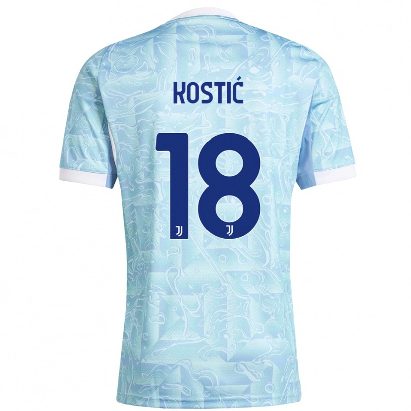 Danxen Kvinnor Filip Kostić #18 Himmelsblå Gul Bortatröja Matchtröjor 2025/26 Tröjor T-Tröja