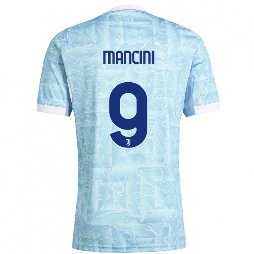 Danxen Kvinnor Tommaso Mancini #9 Himmelsblå Gul Bortatröja Matchtröjor 2025/26 Tröjor T-Tröja