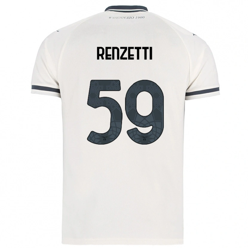 Danxen Kvinnor Davide Renzetti #59 Vit Marinblå Bortatröja Matchtröjor 2025/26 Tröjor T-Tröja