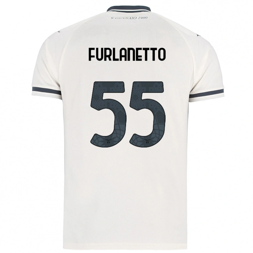 Danxen Kvinnor Alessio Furlanetto #55 Vit Marinblå Bortatröja Matchtröjor 2025/26 Tröjor T-Tröja