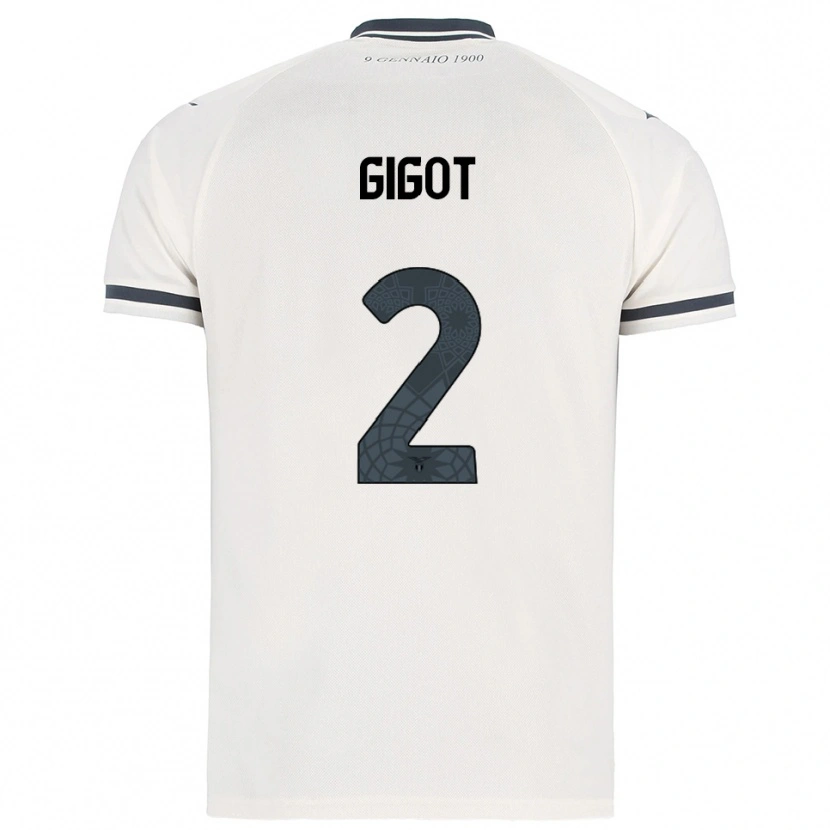 Danxen Kvinnor Samuel Gigot #2 Vit Marinblå Bortatröja Matchtröjor 2025/26 Tröjor T-Tröja