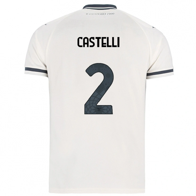Danxen Kvinnor Valerio Castelli #2 Vit Marinblå Bortatröja Matchtröjor 2025/26 Tröjor T-Tröja