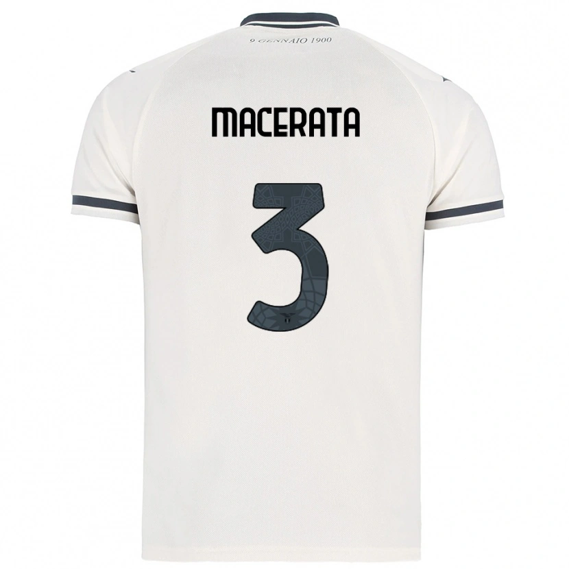 Danxen Kvinnor Francesco Macerata #3 Vit Marinblå Bortatröja Matchtröjor 2025/26 Tröjor T-Tröja