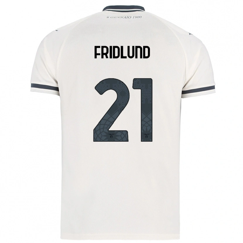 Danxen Kvinnor Johanne Fridlund #21 Vit Marinblå Bortatröja Matchtröjor 2025/26 Tröjor T-Tröja