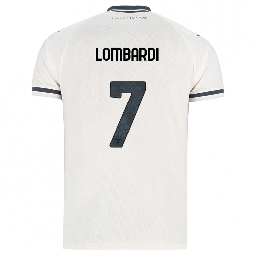Danxen Kvinnor Pierlorenzo Lombardi #7 Vit Marinblå Bortatröja Matchtröjor 2025/26 Tröjor T-Tröja