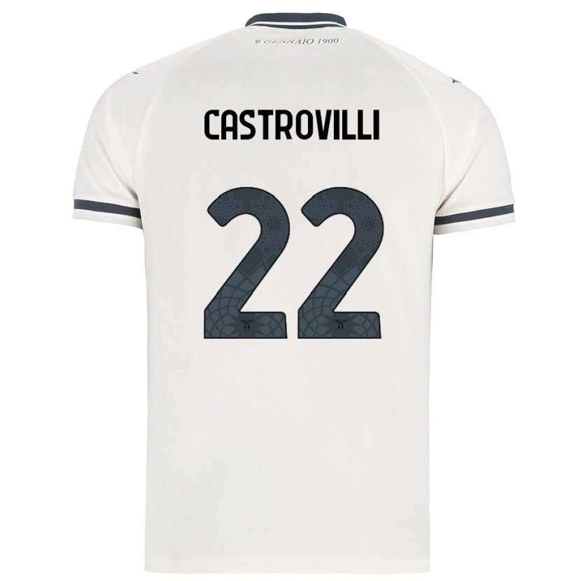 Danxen Kvinnor Gaetano Castrovilli #22 Vit Marinblå Bortatröja Matchtröjor 2025/26 Tröjor T-Tröja