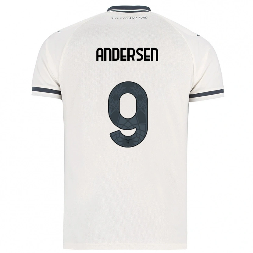 Danxen Kvinnor Signe Holt Andersen #9 Vit Marinblå Bortatröja Matchtröjor 2025/26 Tröjor T-Tröja