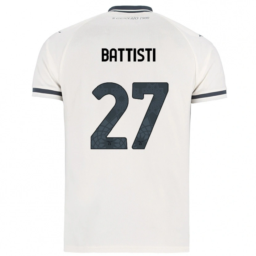 Danxen Kvinnor Valerio Battisti #27 Vit Marinblå Bortatröja Matchtröjor 2025/26 Tröjor T-Tröja