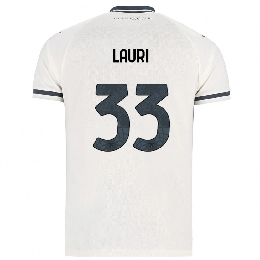 Danxen Kvinnor Giacomo Lauri #33 Vit Marinblå Bortatröja Matchtröjor 2025/26 Tröjor T-Tröja