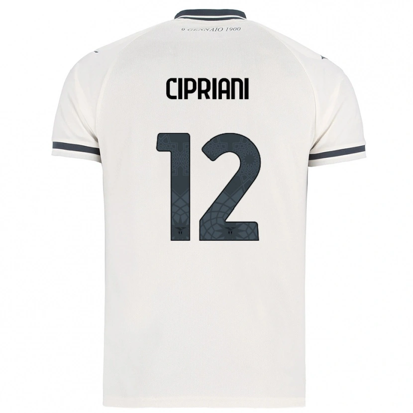 Danxen Kvinnor Alessio Cipriani #12 Vit Marinblå Bortatröja Matchtröjor 2025/26 Tröjor T-Tröja