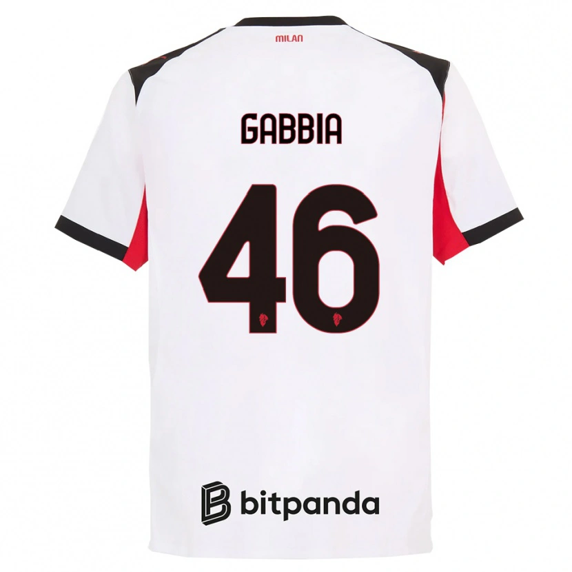 Danxen Kvinnor Matteo Gabbia #46 Vit Svart Bortatröja Matchtröjor 2025/26 Tröjor T-Tröja