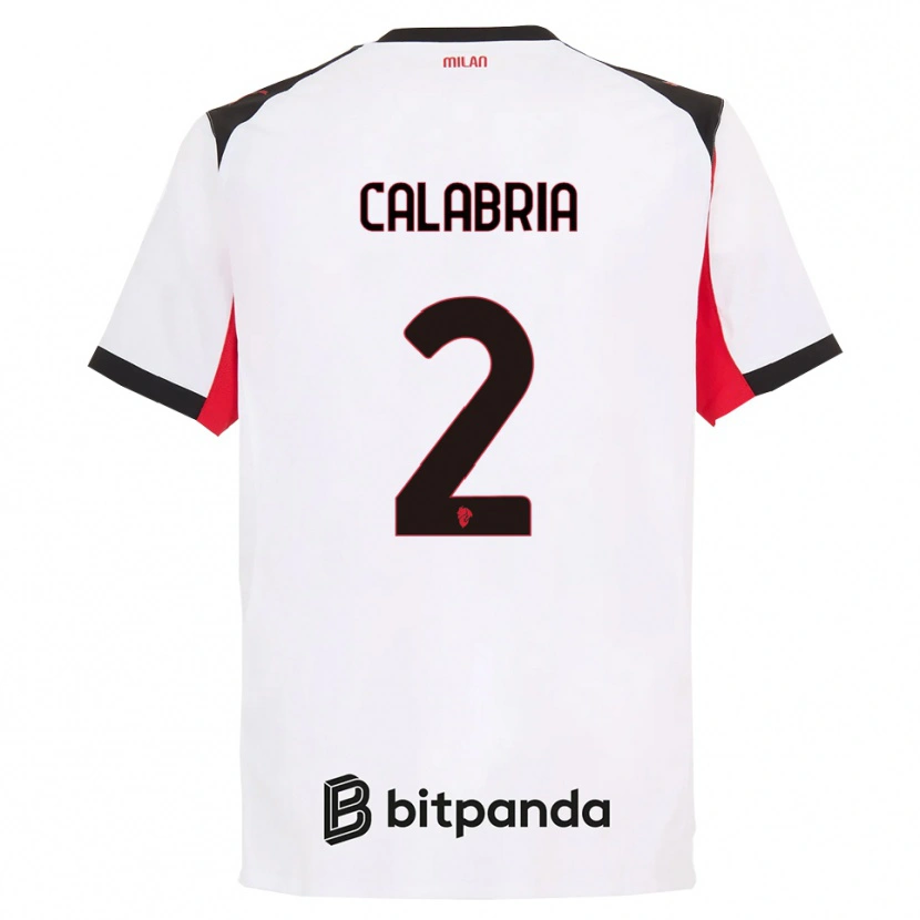 Danxen Kvinnor Davide Calabria #2 Vit Svart Bortatröja Matchtröjor 2025/26 Tröjor T-Tröja