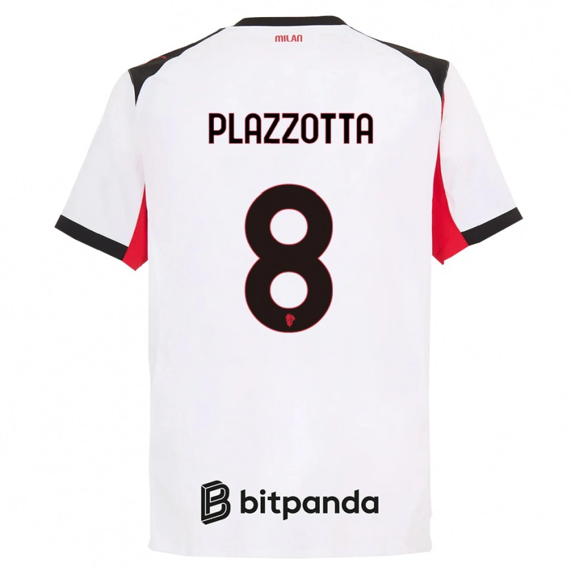 Danxen Kvinnor Filippo Plazzotta #8 Vit Svart Bortatröja Matchtröjor 2025/26 Tröjor T-Tröja