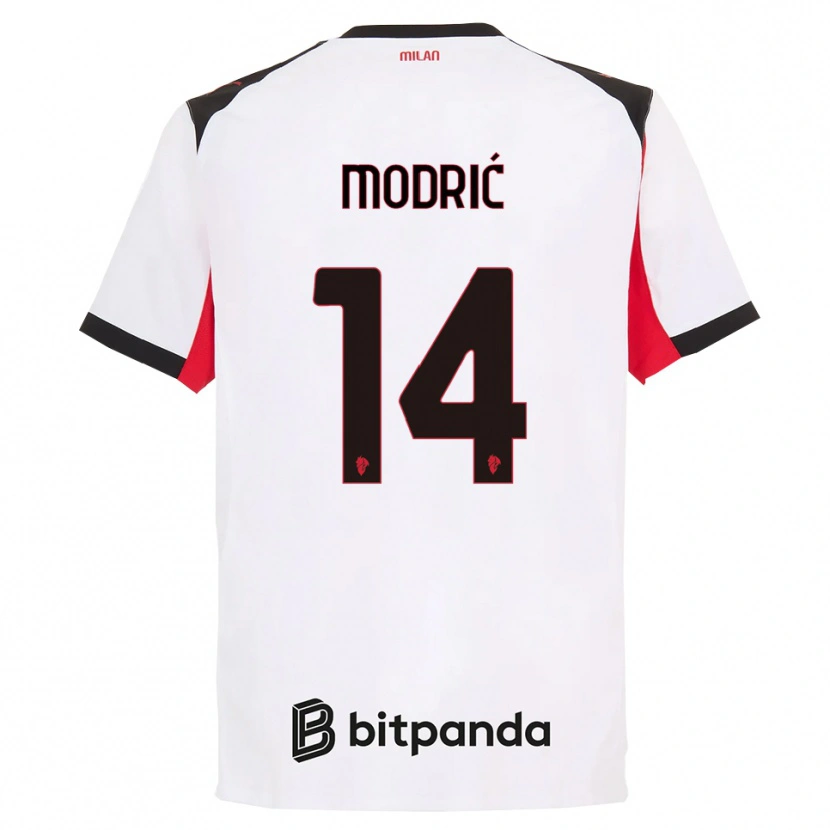 Danxen Kvinnor Luka Modrić #14 Vit Svart Bortatröja Matchtröjor 2025/26 Tröjor T-Tröja
