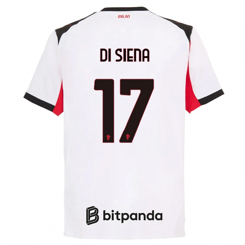 Danxen Kvinnor Andrea Di Siena #17 Vit Svart Bortatröja Matchtröjor 2025/26 Tröjor T-Tröja