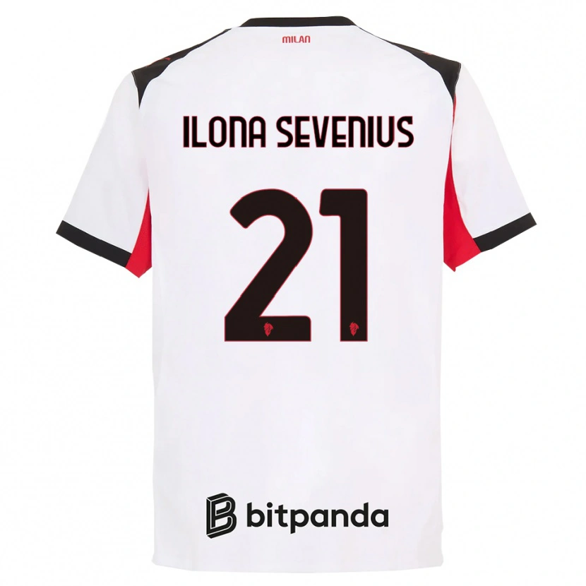 Danxen Kvinnor Oona Ilona Sevenius #21 Vit Svart Bortatröja Matchtröjor 2025/26 Tröjor T-Tröja