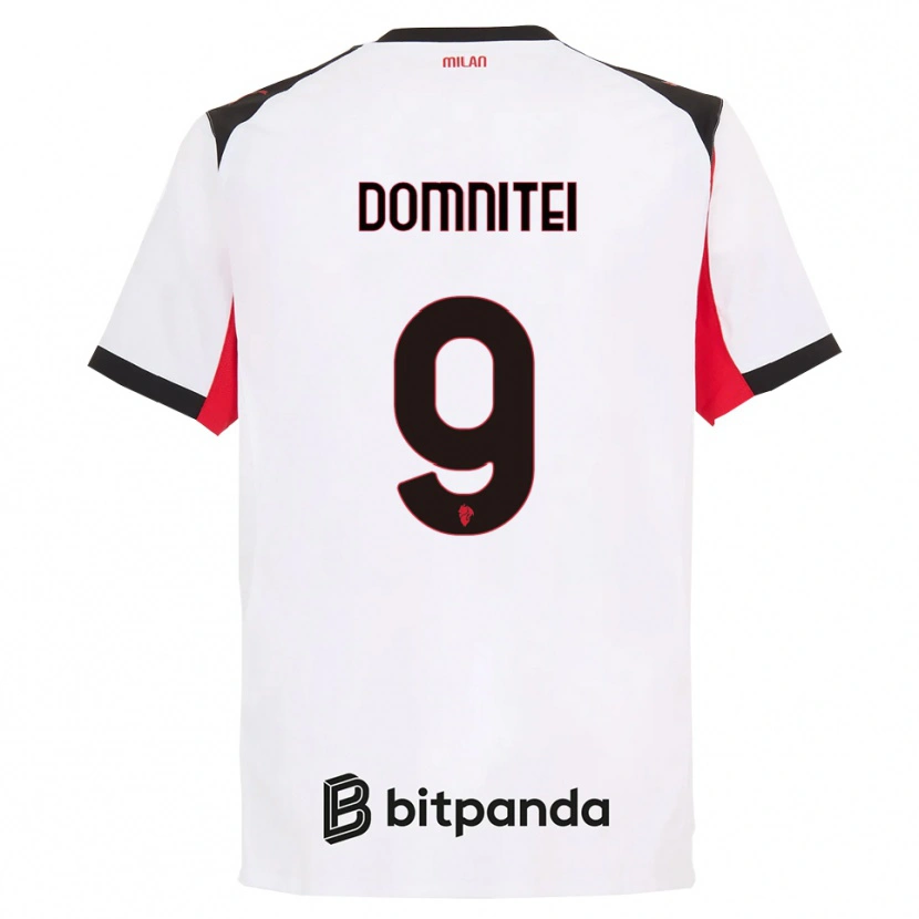 Danxen Kvinnor Francesco Domniței #9 Vit Svart Bortatröja Matchtröjor 2025/26 Tröjor T-Tröja