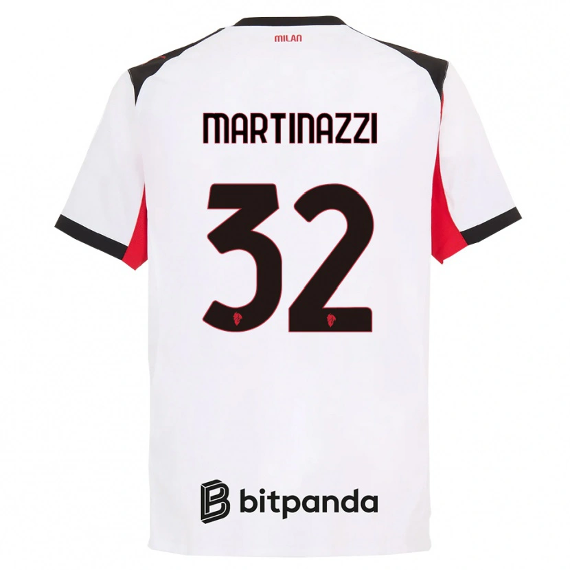 Danxen Kvinnor Luca Martinazzi #32 Vit Svart Bortatröja Matchtröjor 2025/26 Tröjor T-Tröja