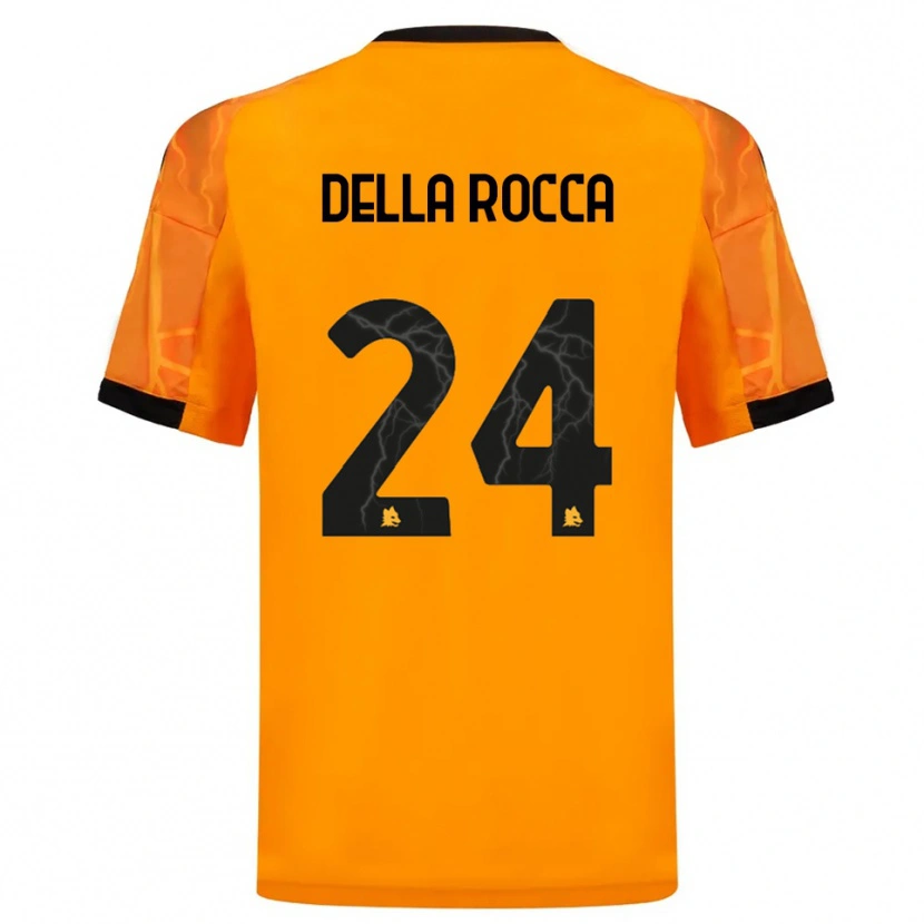 Danxen Kvinnor Mattia Della Rocca #24 Orange Svart Bortatröja Matchtröjor 2025/26 Tröjor T-Tröja