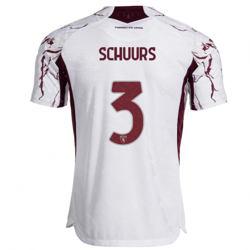 Danxen Kvinnor Perr Schuurs #3 Vit Vinröd Bortatröja Matchtröjor 2025/26 Tröjor T-Tröja