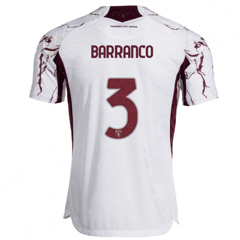 Danxen Kvinnor Gioacchino Barranco #3 Vit Vinröd Bortatröja Matchtröjor 2025/26 Tröjor T-Tröja