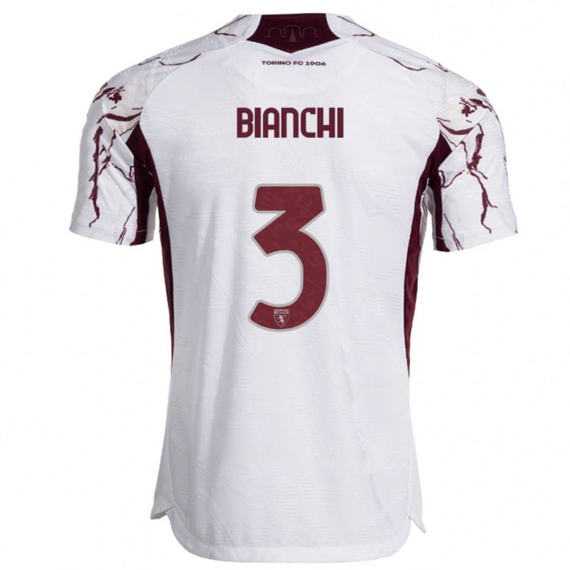 Danxen Kvinnor Riccardo Bianchi #3 Vit Vinröd Bortatröja Matchtröjor 2025/26 Tröjor T-Tröja