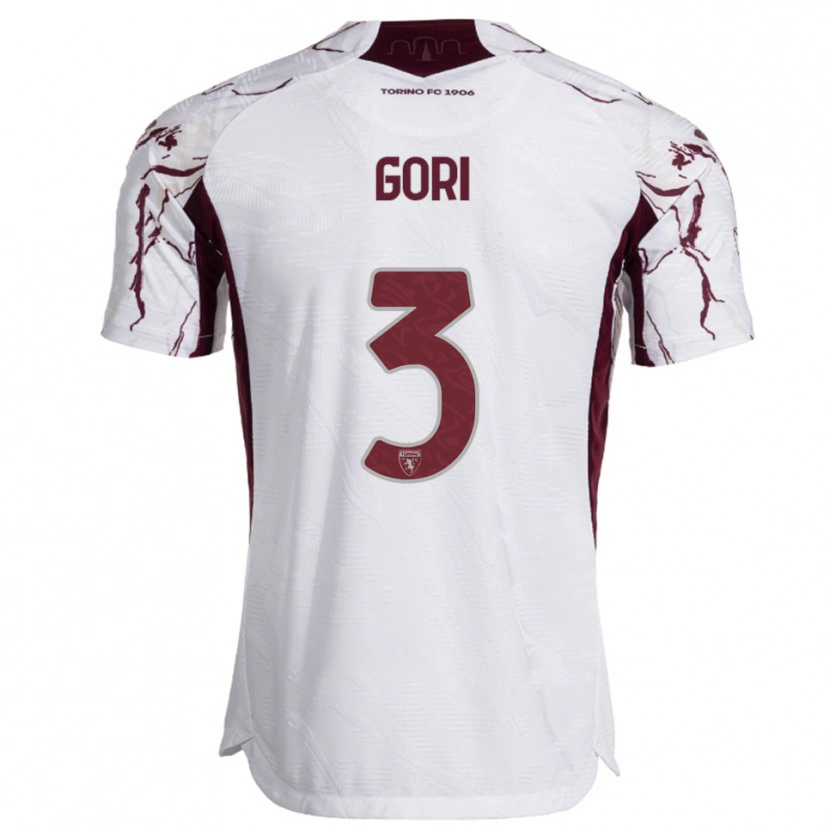Danxen Kvinnor Gabriele Gori #3 Vit Vinröd Bortatröja Matchtröjor 2025/26 Tröjor T-Tröja