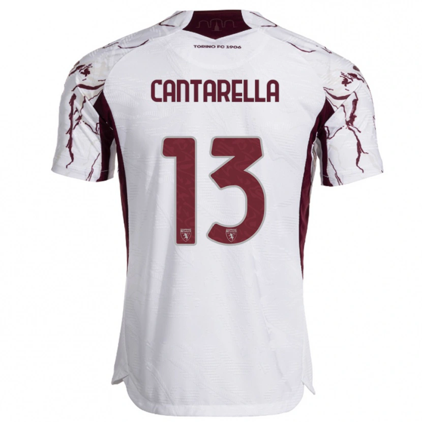 Danxen Kvinnor Luca Cantarella #13 Vit Vinröd Bortatröja Matchtröjor 2025/26 Tröjor T-Tröja