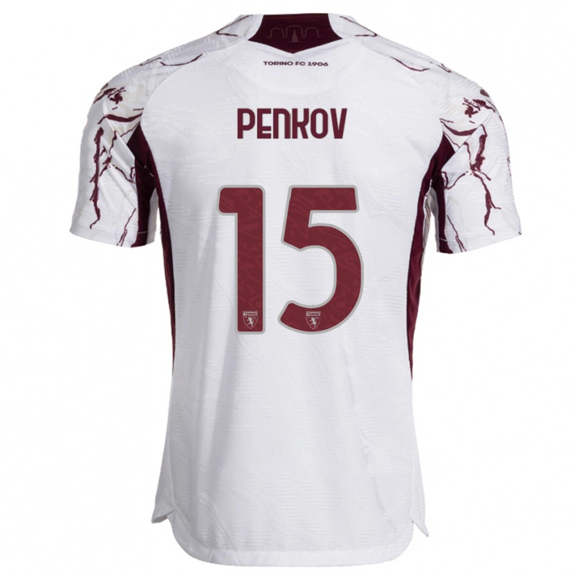 Danxen Kvinnor Borislav Penkov #15 Vit Vinröd Bortatröja Matchtröjor 2025/26 Tröjor T-Tröja
