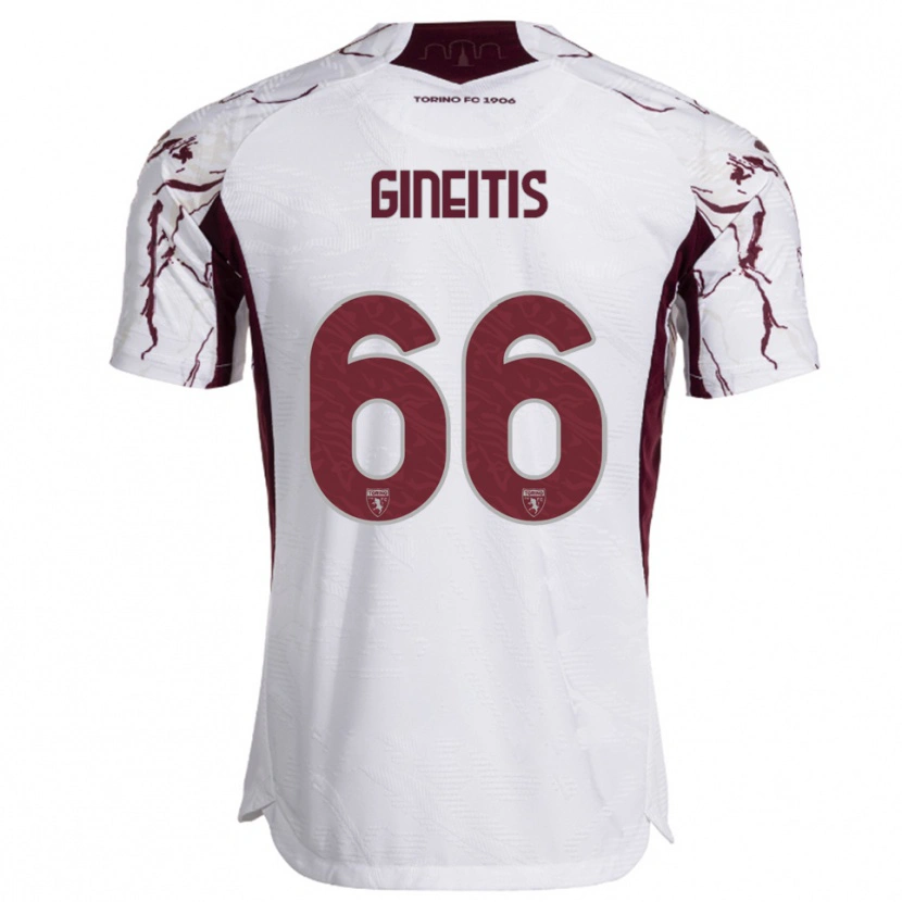 Danxen Kvinnor Gvidas Gineitis #66 Vit Vinröd Bortatröja Matchtröjor 2025/26 Tröjor T-Tröja