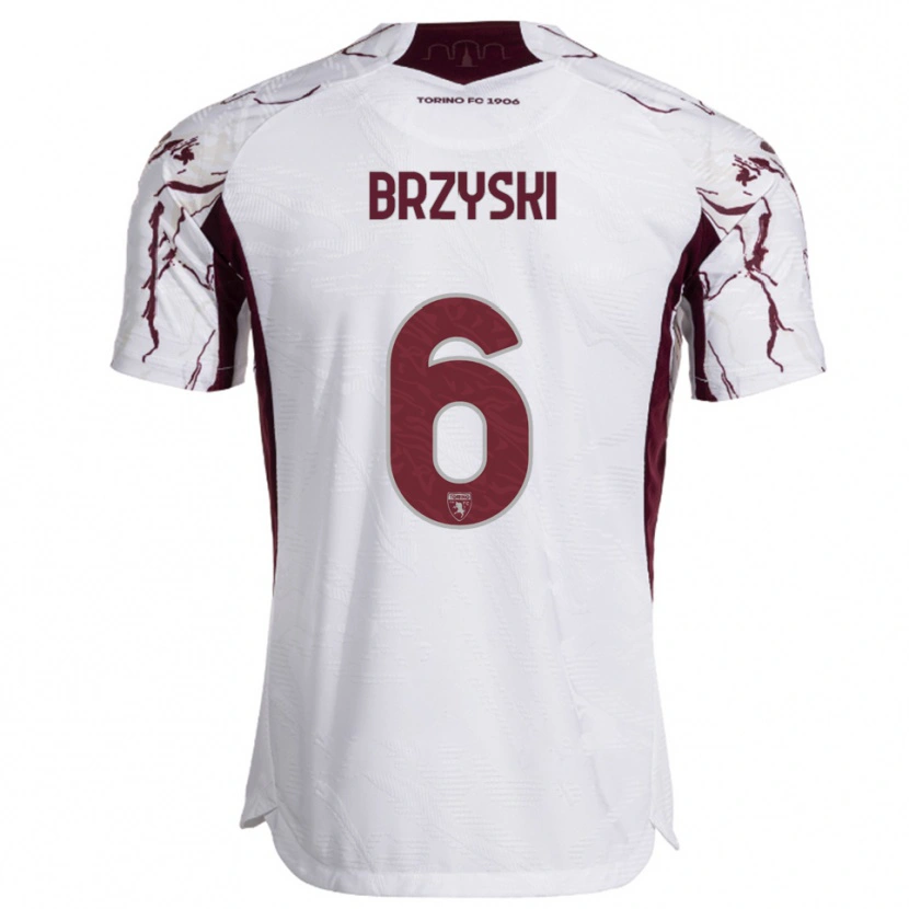 Danxen Kvinnor Igor Brzyski #6 Vit Vinröd Bortatröja Matchtröjor 2025/26 Tröjor T-Tröja