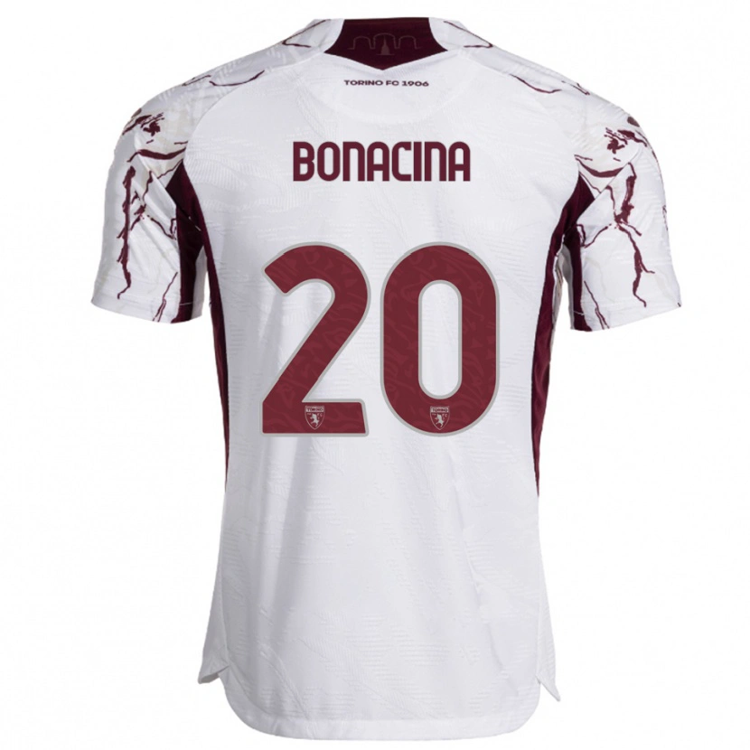 Danxen Kvinnor David Bonacina #20 Vit Vinröd Bortatröja Matchtröjor 2025/26 Tröjor T-Tröja