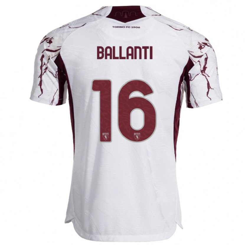 Danxen Kvinnor Andrea Ballanti #16 Vit Vinröd Bortatröja Matchtröjor 2025/26 Tröjor T-Tröja