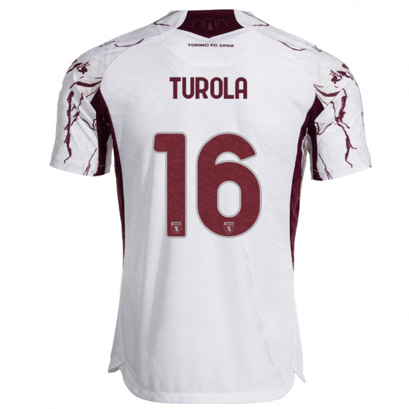 Danxen Kvinnor Cristian Turola #16 Vit Vinröd Bortatröja Matchtröjor 2025/26 Tröjor T-Tröja