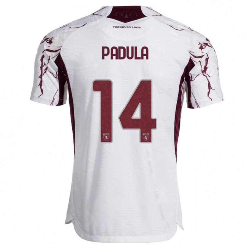 Danxen Kvinnor Cristian Padula #14 Vit Vinröd Bortatröja Matchtröjor 2025/26 Tröjor T-Tröja