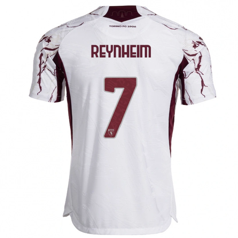 Danxen Kvinnor Dávid Reynheim #7 Vit Vinröd Bortatröja Matchtröjor 2025/26 Tröjor T-Tröja